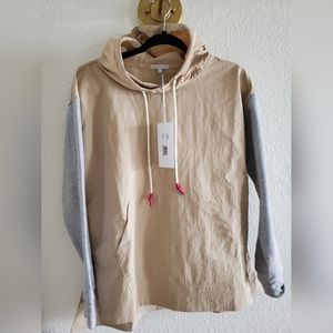 NWT Calme by Johnny Was / Nylon Hoodie Pullover With Cotton Blend Sleeves xs
